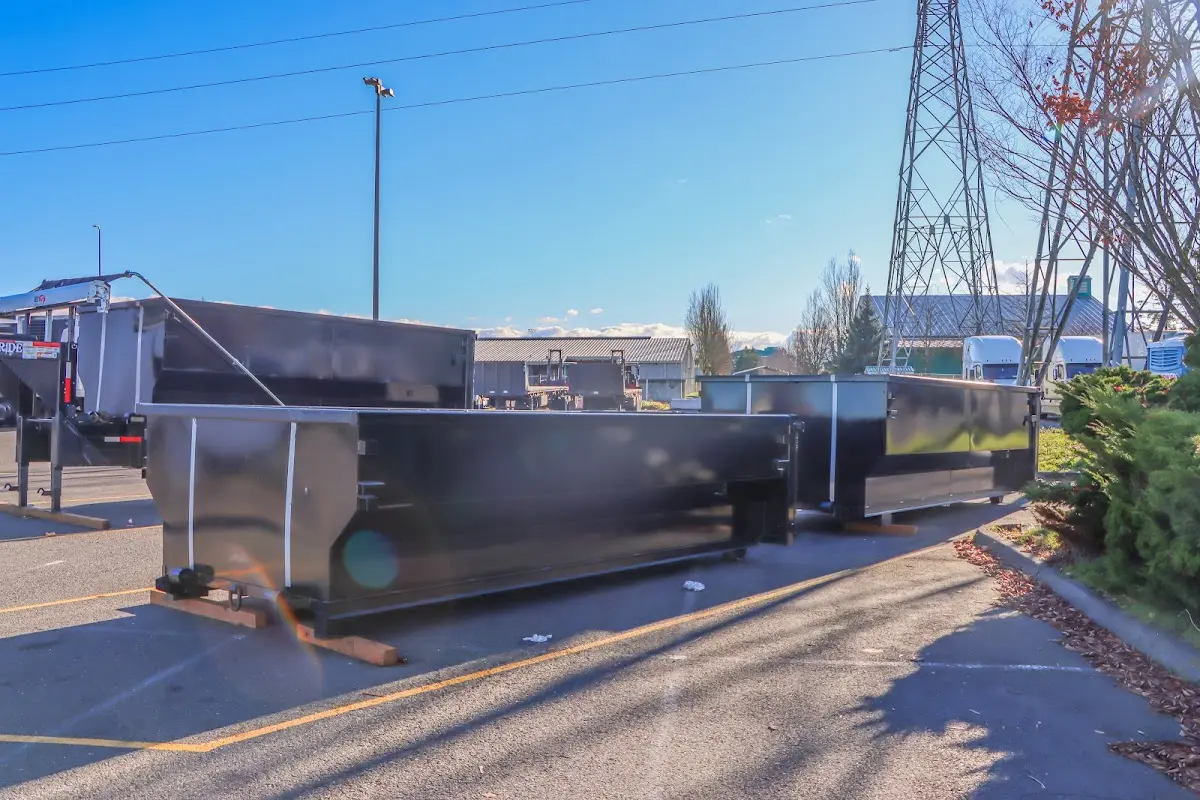 Roll-off dumpster ready for waste disposal at job site for 12 Yard Dumpster Rental in Port Sheldon